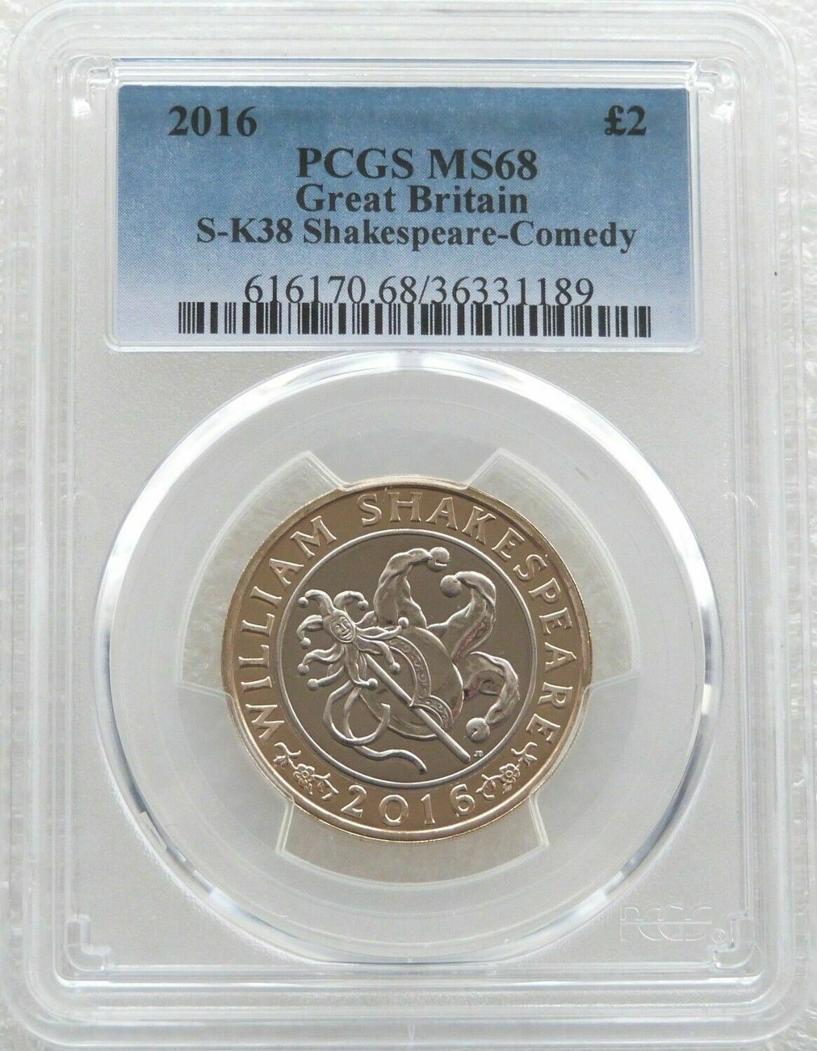 2016 William Shakespeare Comedies £2 Brilliant Uncirculated Coin PCGS MS68