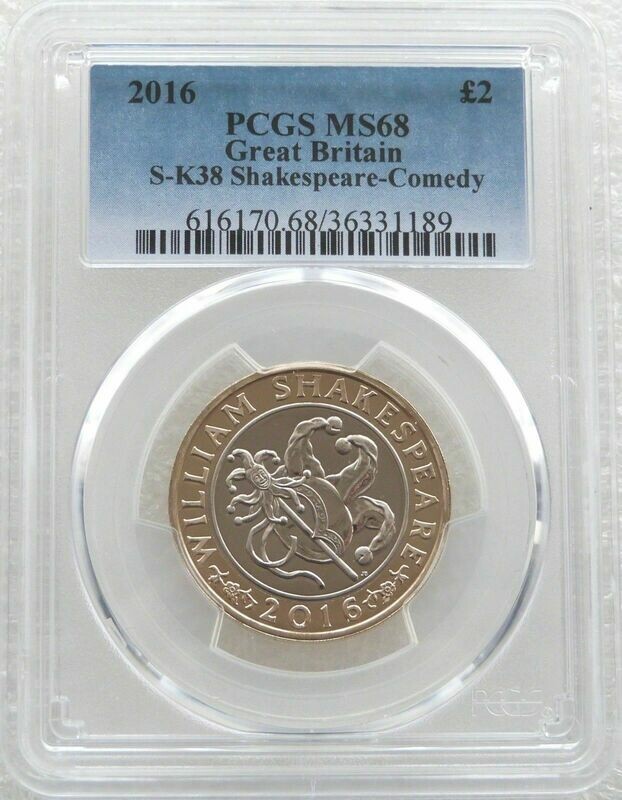 2016 William Shakespeare Comedies £2 Brilliant Uncirculated Coin PCGS MS68