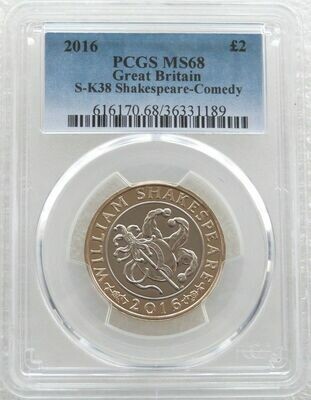2016 William Shakespeare Comedies £2 Brilliant Uncirculated Coin PCGS MS68