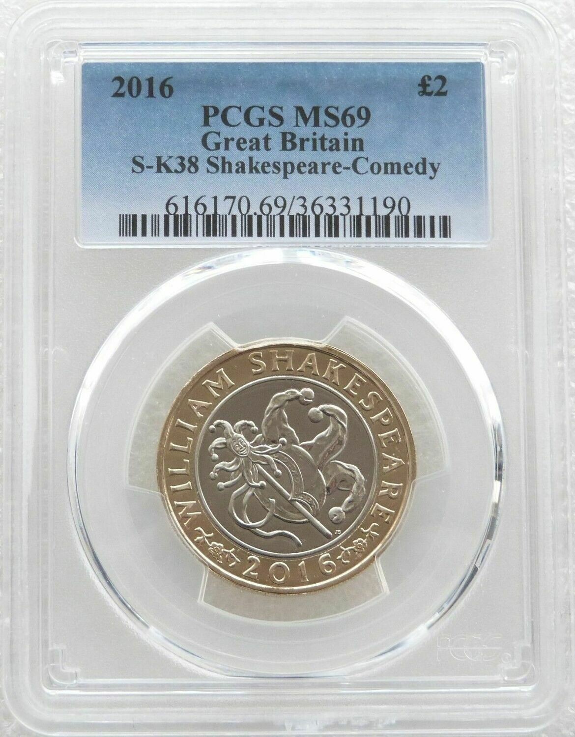 2016 William Shakespeare Comedies £2 Brilliant Uncirculated Coin PCGS MS69