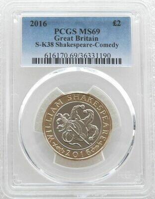 2016 William Shakespeare Comedies £2 Brilliant Uncirculated Coin PCGS MS69
