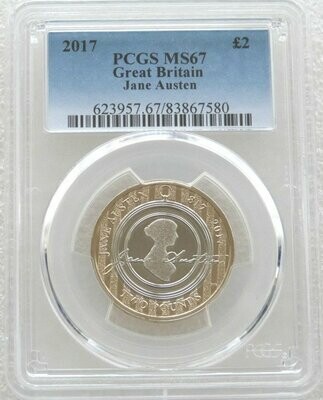 2017 Jane Austen £2 Brilliant Uncirculated Coin PCGS MS67
