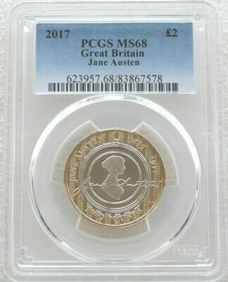 2017 Jane Austen £2 Brilliant Uncirculated Coin PCGS MS68