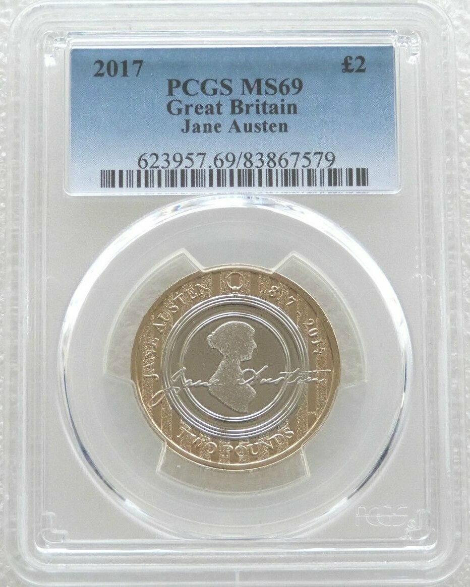 2017 Jane Austen £2 Brilliant Uncirculated Coin PCGS MS69