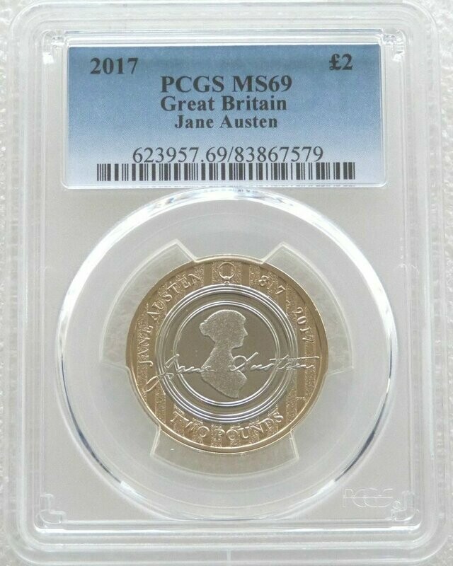 2017 Jane Austen £2 Brilliant Uncirculated Coin PCGS MS69