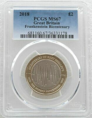 2018 Mary Shelley Frankenstein £2 Brilliant Uncirculated Coin PCGS MS67