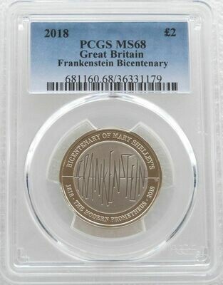 2018 Mary Shelley Frankenstein £2 Brilliant Uncirculated Coin PCGS MS68