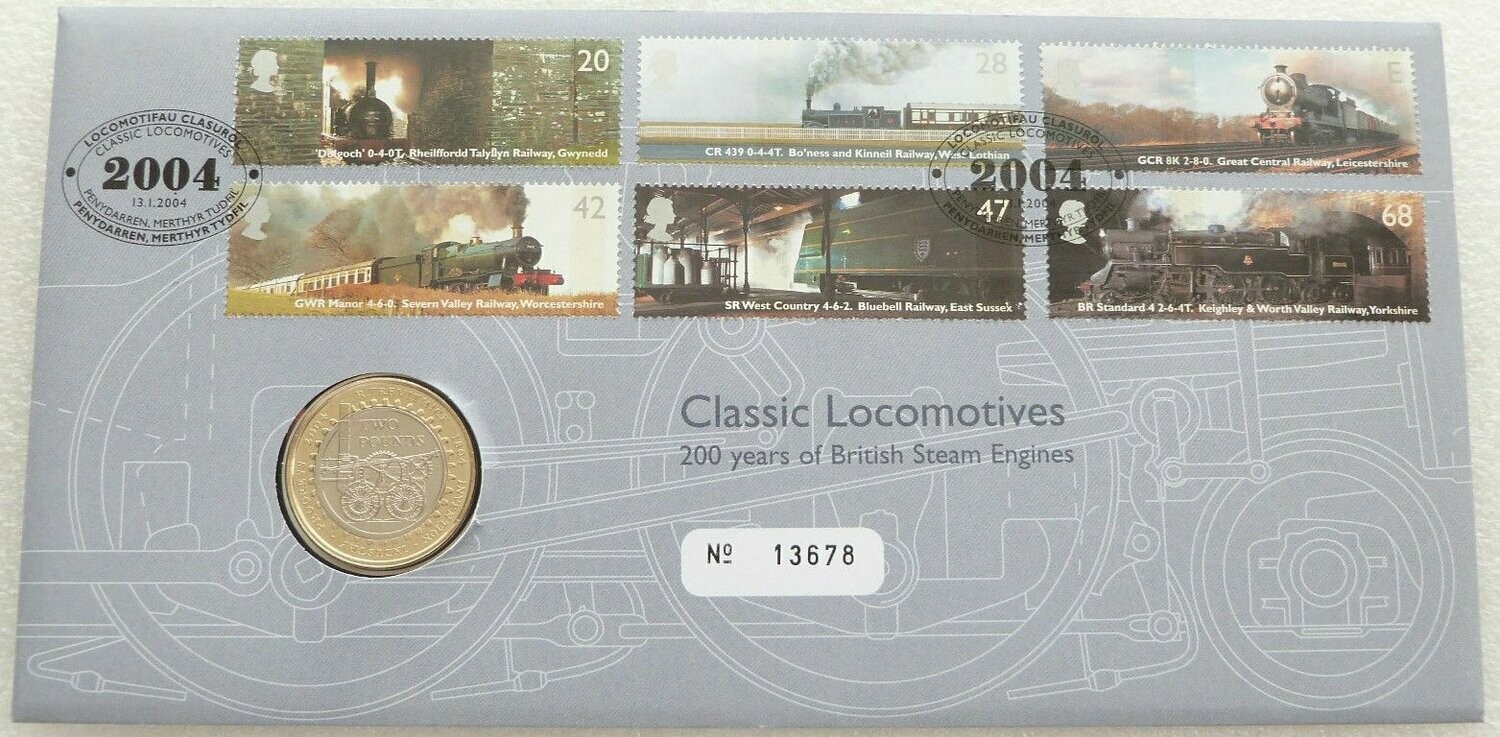 2004 Trevithick Steam Locomotive £2 Brilliant Uncirculated Coin First Day Cover