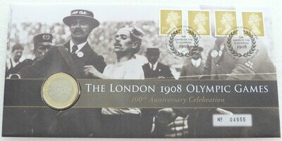 2008 London Olympic Games Centenary £2 Brilliant Uncirculated Coin First Day Cover