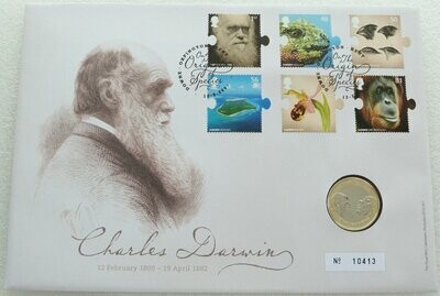 2009 Charles Darwin £2 Brilliant Uncirculated Coin First Day Cover