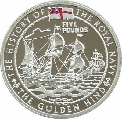 2003 Guernsey History of the Royal Navy Golden Hind £5 Silver Proof Coin