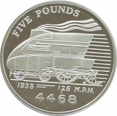2004 Guernsey Golden Age of Steam Mallard £5 Silver Proof Coin