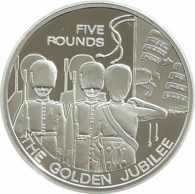 2003 Guernsey Golden Jubilee Trooping the Colour £5 Silver Gold Proof Coin