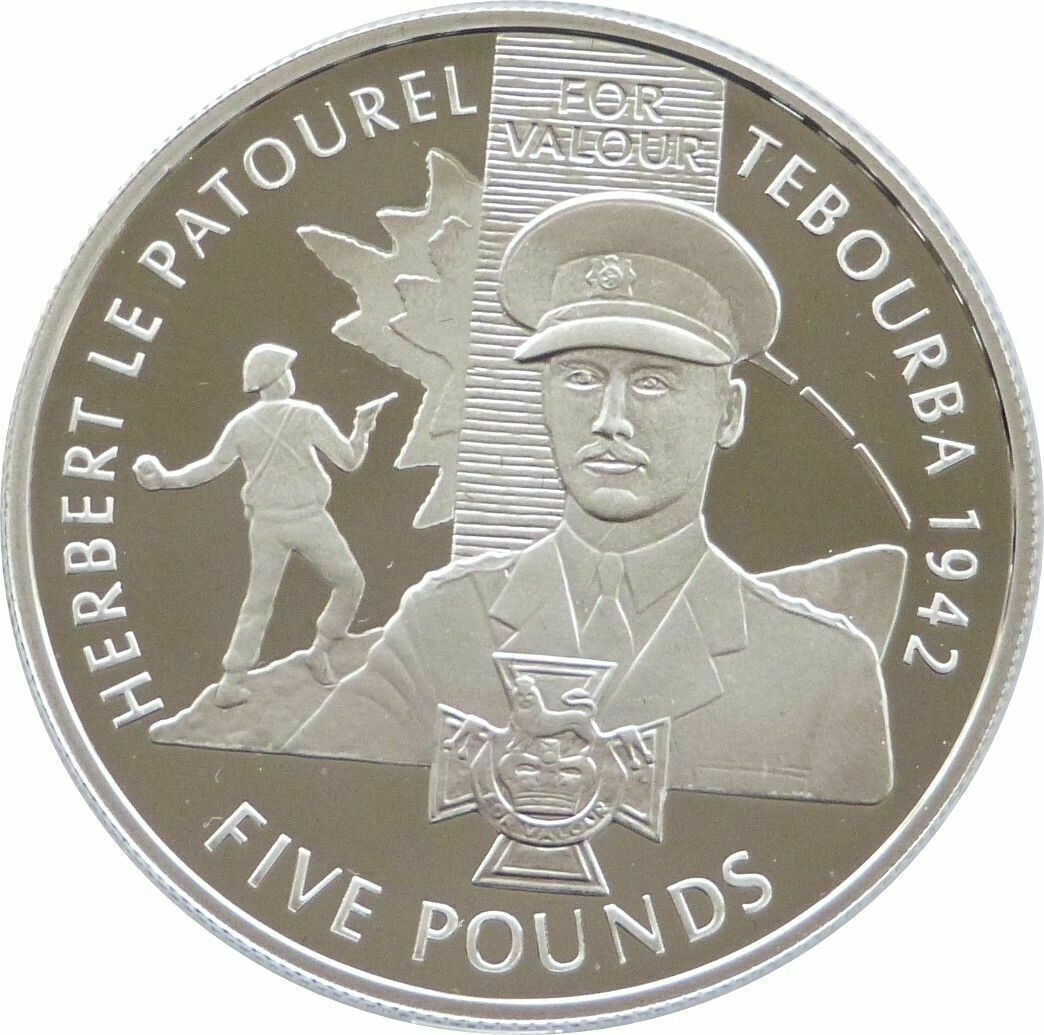 2006 Guernsey Victoria Cross Herbert Le Patourel £5 Silver Proof Coin