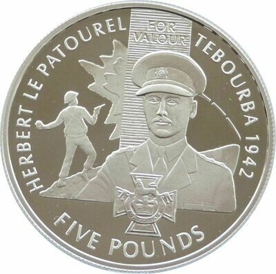 2006 Guernsey Victoria Cross Herbert Le Patourel £5 Silver Proof Coin