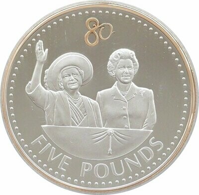 2006 Guernsey Queens 80th Birthday £5 Silver Gold Proof Coin