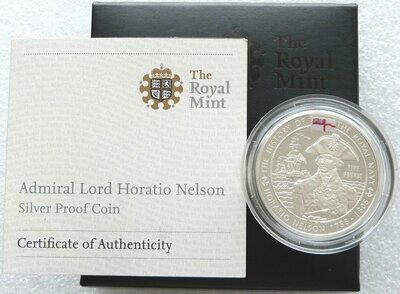 2009 Guernsey History of the Royal Navy Horatio Nelson £5 Silver Proof Coin Box Coa
