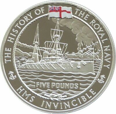 2009 Guernsey History of the Royal Navy HMS Invincible £5 Silver Proof Coin