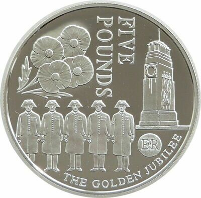 2003 Jersey Golden Jubilee Remembrance Day Poppy £5 Silver Gold Proof Coin