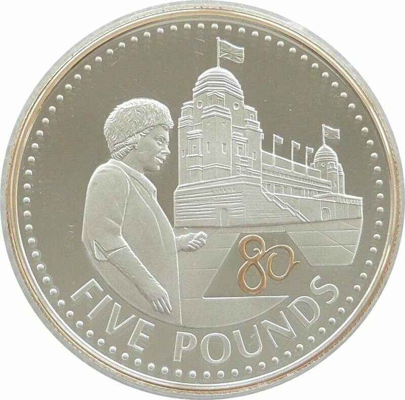 2006 Jersey Queens 80th Birthday Wembley £5 Silver Gold Proof Coin