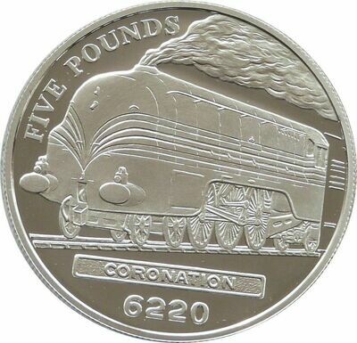 2004 Jersey Golden Age of Steam Coronation 6220 £5 Silver Proof Coin
