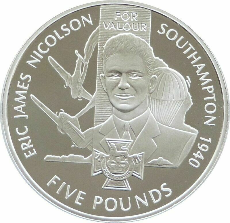 2006 Jersey Victoria Cross Eric James Nicolson £5 Silver Proof Coin