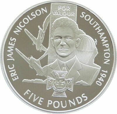 2006 Jersey Victoria Cross Eric James Nicolson £5 Silver Proof Coin