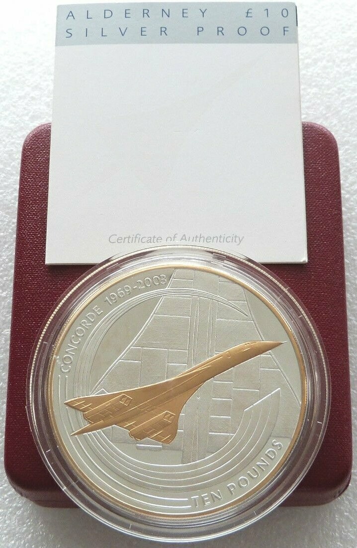 2003 Alderney Final Flight Concorde £10 Silver Proof 5oz Coin Box Coa