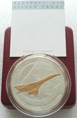 2003 Alderney Final Flight Concorde £10 Silver Proof 5oz Coin Box Coa