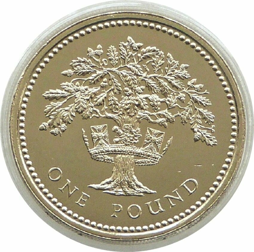 1987 English Royal Oak Tree £1 Brilliant Uncirculated Coin