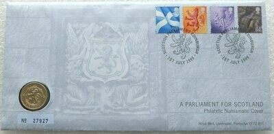 1999 Scottish Rampant Lion £1 Brilliant Uncirculated Coin First Day Cover