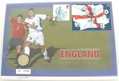 2002 Three Lions of England £1 Brilliant Uncirculated Coin First Day Cover