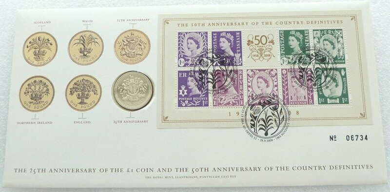 2008 Royal Arms £1 Brilliant Uncirculated Coin First Day Cover