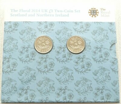 2014 British Floral Scotland Northern Ireland £1 Brilliant Uncirculated 2 Coin Set Mint Error