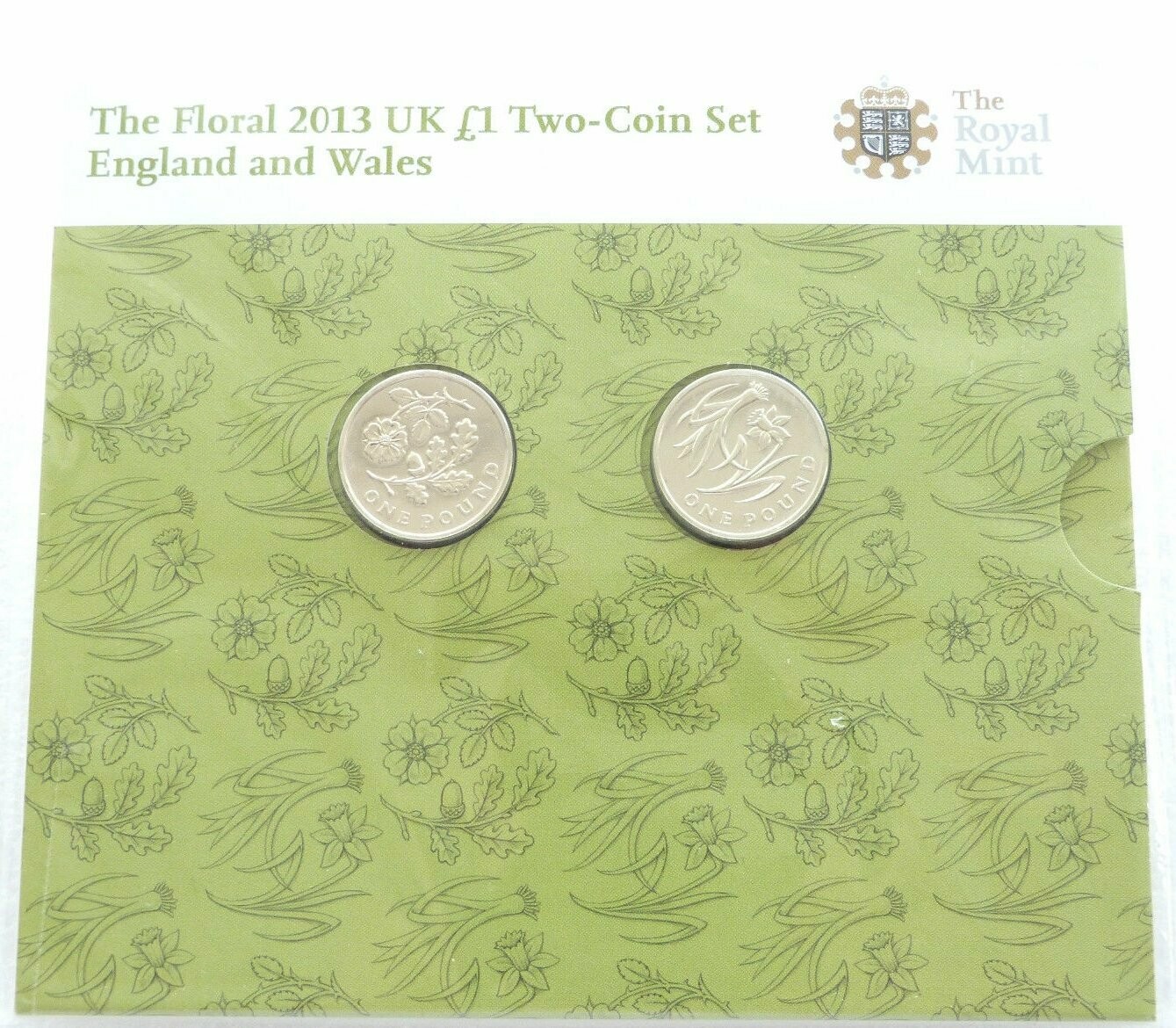 2013 British Floral England Wales £1 Brilliant Uncirculated 2 Coin Set Sealed