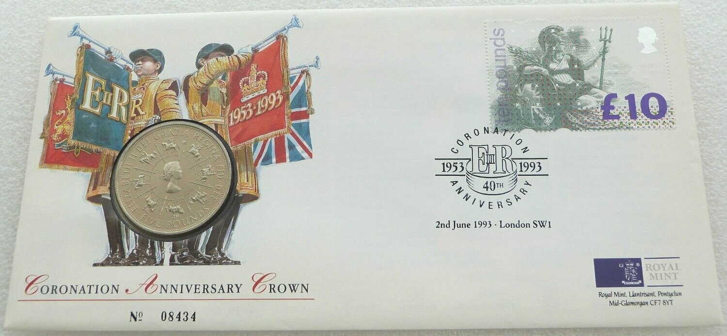 1993 Queens Coronation £5 Brilliant Uncirculated Coin First Day Cover