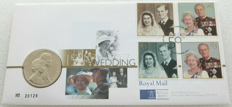1997 Golden Wedding £5 Brilliant Uncirculated Coin First Day Cover