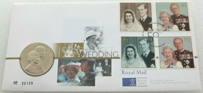 1997 Golden Wedding £5 Brilliant Uncirculated Coin First Day Cover