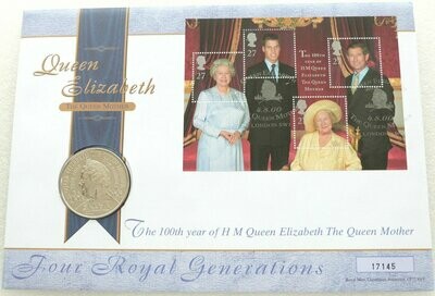 2000 Queen Mother Centenary £5 Brilliant Uncirculated Coin First Day Cover
