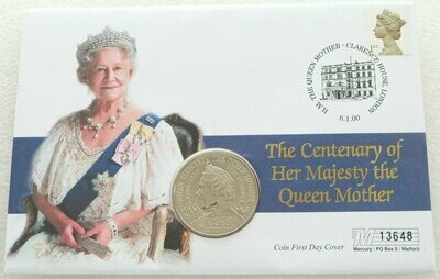 2000 Queen Mother Centenary £5 Brilliant Uncirculated Coin First Day Cover
