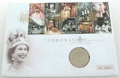 2003 Coronation Jubilee £5 Brilliant Uncirculated Coin First Day Cover