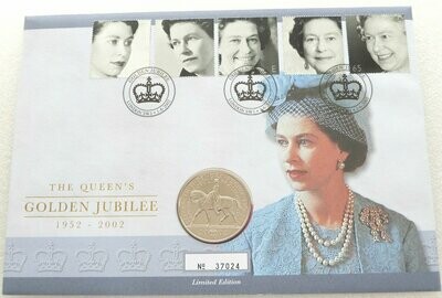 2002 Golden Jubilee £5 Brilliant Uncirculated Coin First Day Cover
