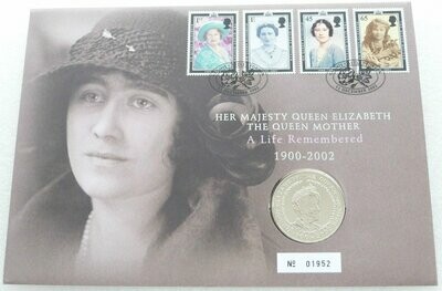 2002 Queen Mother Memorial £5 Brilliant Uncirculated Coin First Day Cover