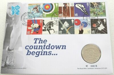 2009 London Olympic Games Countdown £5 Brilliant Uncirculated Coin First Day Cover