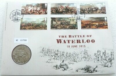2015 Battle of Waterloo £5 Brilliant Uncirculated Coin First Day Cover