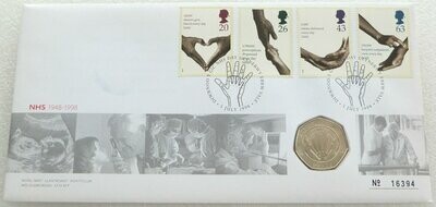 1998 National Health Service NHS 50p Brilliant Uncirculated Coin First Day Cover