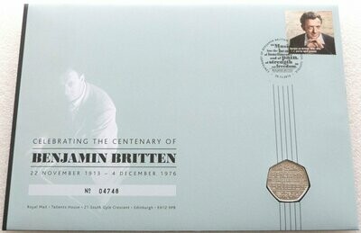 2013 Benjamin Britten 50p Brilliant Uncirculated Coin First Day Cover