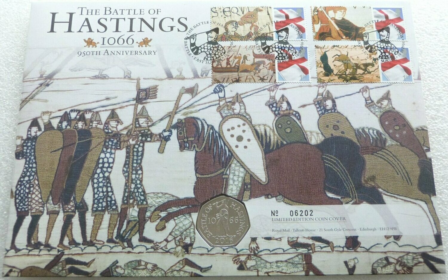 2016 Battle of Hastings 50p Brilliant Uncirculated Coin First Day Cover