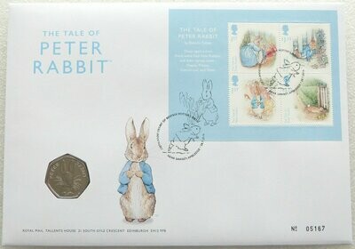 2016 Peter Rabbit 50p Brilliant Uncirculated Coin First Day Cover Sealed