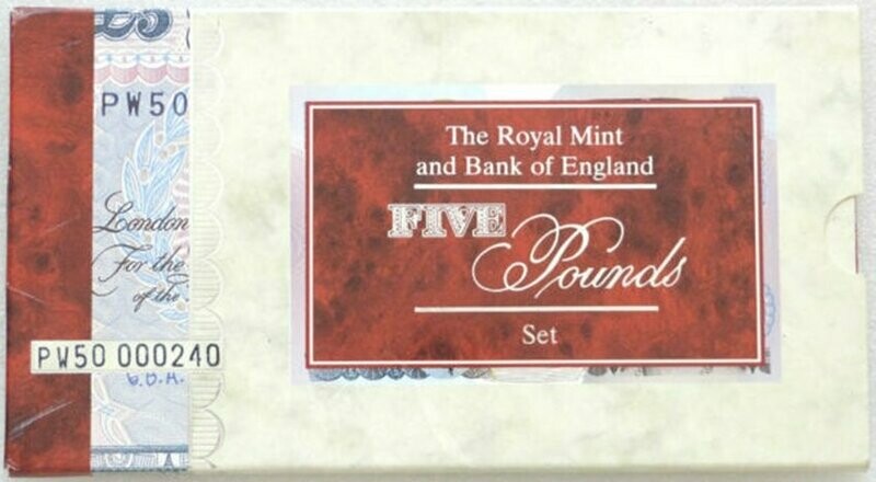 1998 Prince Charles of Wales £5 Brilliant Uncirculated Coin £5 Banknote Set